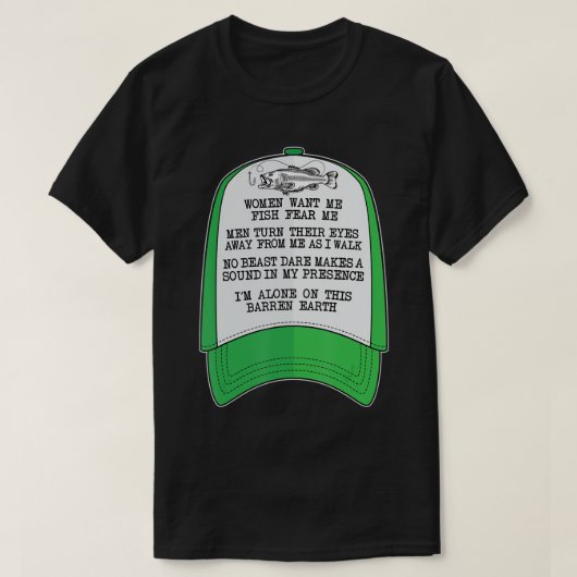Vrouwen willen me, vis angst me Green Pet Meme Fun T-shirt (Design voorkant)