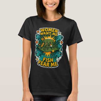 Vrouwen willen mij, vissen vrezen mij T-shirt - Gr