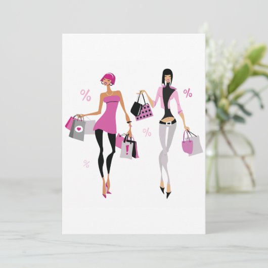 Vrouwen Winkelen Uitnodigingen (Staand voorkant)