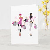 Vrouwen winkelen Wenskaarten Kaart (Gele Bloem)