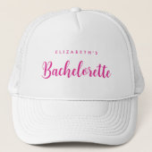 Vrouwen Wit & Heet Roze Bachelorette Bruidsfeest Trucker Pet (Voorkant)