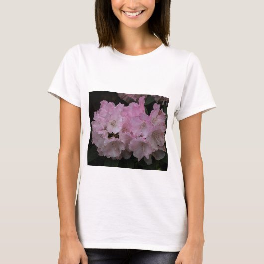 Vrouwen wit T-shirt met elegante roze bloesems (Voorkant)