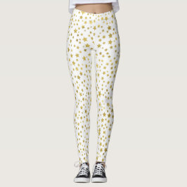 Vrouwen witte leggings met gouden sterren