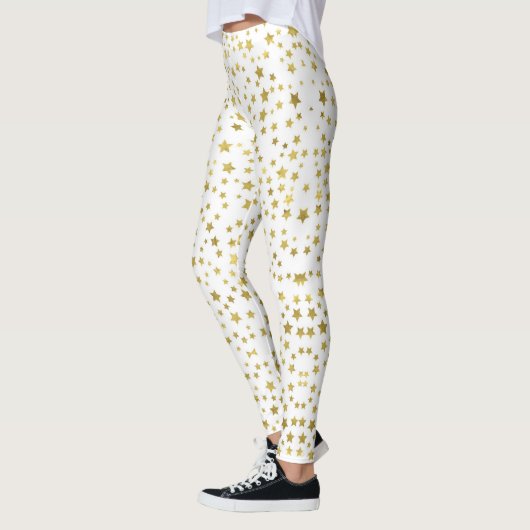 Vrouwen witte leggings met gouden sterren (Links)