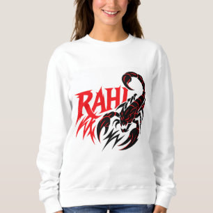 Vrouwen witte sweatshirt met agressieve schorpioen