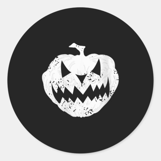 Vrouwen Y Pompoen Gezicht Distressed Dark Light Ha Ronde Sticker (Voorkant)