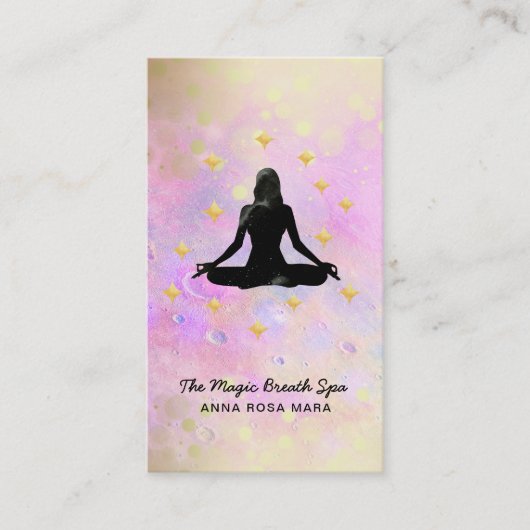 ** Vrouwen Yoga Glitter Gold Meditation Mindfullne Visitekaartje (Voorkant)