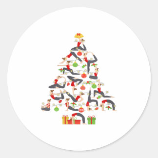 Vrouwen Yoga Kerstboom Gymnastiek Ronde Sticker