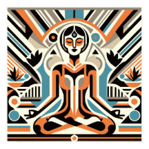 Vrouwen Yoga Meditatie Art Deco Workout