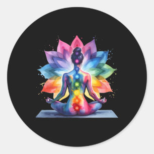 Vrouwen Yoga Meditatie Spirituele Lichaamsenergie Ronde Sticker