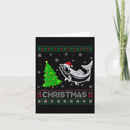 Vrouwen Zalm Kerstboom Lighting Ugly Christmas Sw Kaart (Voorkant)