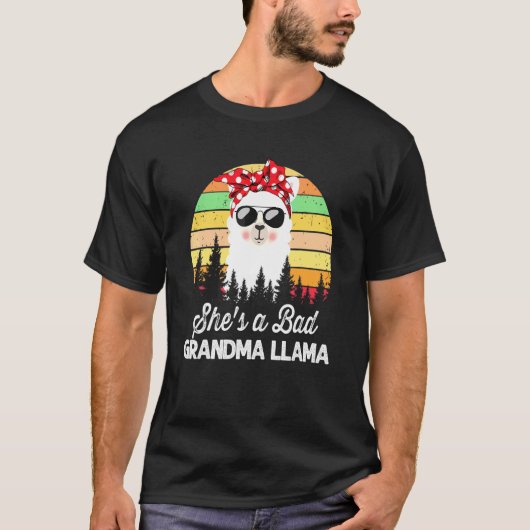Vrouwen Ze is een slechte oma Llama Mama Sun T-shirt (Voorkant)