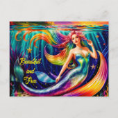 Vrouwen Zeemeermin Sterren Bright Mooi Zee Myth Briefkaart (Voorkant)