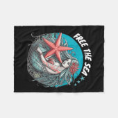 Vrouwen Zeemeermin Zeester Zee Natuur Milieu Fleece Deken (Voorkant (Horizontaal))