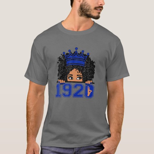 Vrouwen Zeta-1920 Afro Hair Crown Phi-Beta Handtek T-shirt (Voorkant)