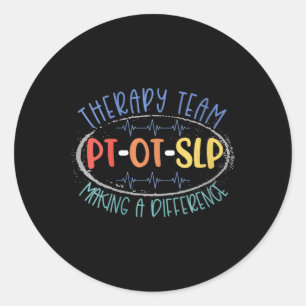 Vrouwen zetten SLP-therapieteam uit om het verschi Ronde Sticker