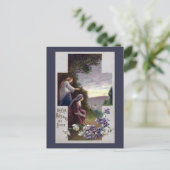 Vrouwen zien drie kruisingen in calvaria briefkaart (Staand voorkant)