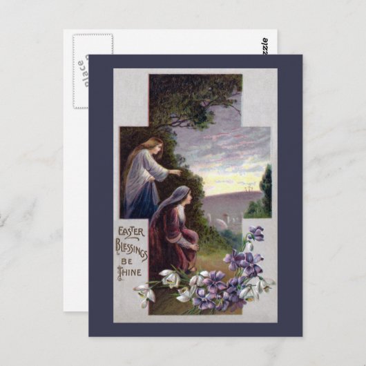 Vrouwen zien drie kruisingen in calvaria briefkaart (Voorkant / Achterkant)