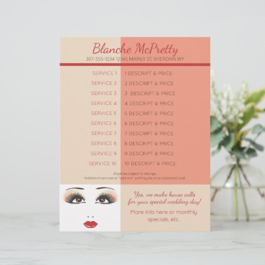 Vrouwen zien lippen make-up kunstenaar salon prijs briefhoofd (Staand voorkant)