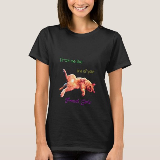 Vrouwen Zigi De Leuke Kat Lazy Sideways Kat Grappi T-shirt (Voorkant)