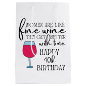 Vrouwen zijn als wijn 40e verjaardag giftzak medium cadeauzakje (Achterkant)