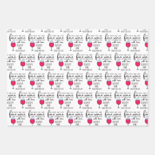 Vrouwen zijn als wijnpakjes van 50e verjaardag inpakpapier vel (Voorkant 2)