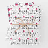 Vrouwen zijn als wijnpakjes van 50e verjaardag inpakpapier vel (In situ)