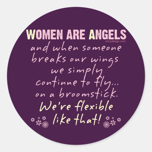 Vrouwen zijn Angels Ronde Sticker (Voorkant)