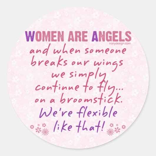 Vrouwen zijn Angels Ronde Sticker (Voorkant)