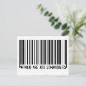 Vrouwen zijn geen grondstoffen briefkaart (Staand voorkant)