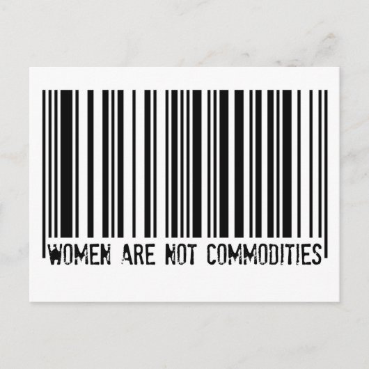 Vrouwen zijn geen grondstoffen briefkaart (Voorkant)