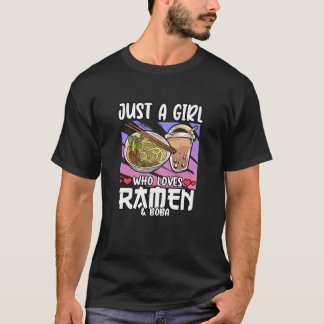 Vrouwen zijn gewoon een meisje dat van Ramen en Bo T-shirt