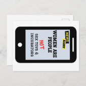 "Vrouwen zijn mensen", "GEEN couveuses", feministi Briefkaart (Voorkant / Achterkant)