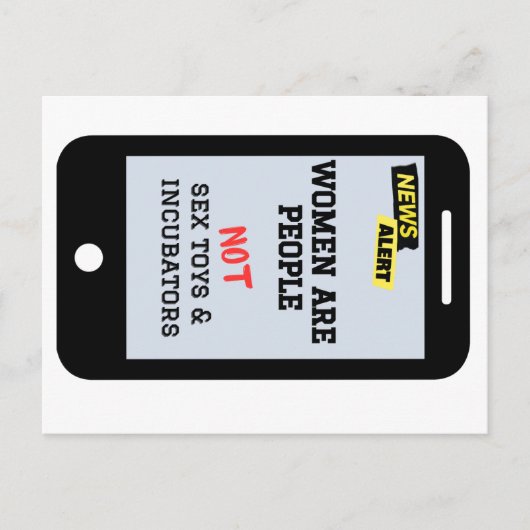 "Vrouwen zijn mensen", "GEEN couveuses", feministi Briefkaart (Voorkant)