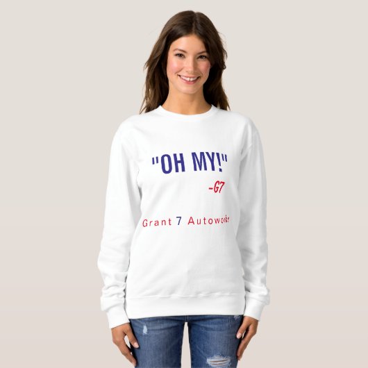 Vrouwen zijn "Oh mijn!" Sweatshirt Red & Blue Text (Voorkant volledig)