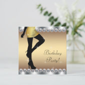 Vrouwen zilver en goud verjaardagsfeest kaart (Staand voorkant)