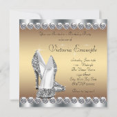 Vrouwen zilver en goud verjaardagsfeest kaart (Achterkant)