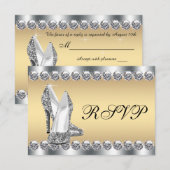 Vrouwen Zilver Goud Diamant Bling RSVP Kaartje (Voorkant / Achterkant)