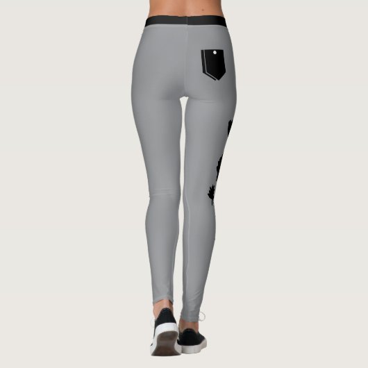 Vrouwen Zilver Grijs Bloemen Modern Schattige Tren Leggings (Achterkant)