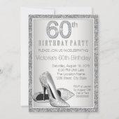 Vrouwen Zilveren Glitter Hoge Hakschoen 60e Verjaa Kaart (Voorkant)