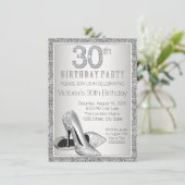 Vrouwen Zilveren Glitter Hoge Heel Schoen 30e Verj Kaart (Staand voorkant)