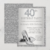 Vrouwen Zilveren Glitter Hoge Heel Schoen 40e Verj Kaart (Voorkant / Achterkant)