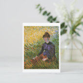 Vrouwen zitten in de Grass Van Gogh Fine Art Briefkaart (Staand voorkant)