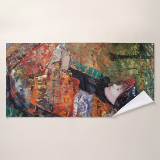 Vrouwen zitten op de bank, Mary Cassatt Badhanddoek (Badhanddoek)