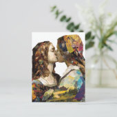 Vrouwen zoenen Mixed Media Collage Briefkaart (Staand voorkant)