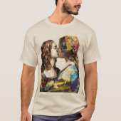 Vrouwen zoenen Mixed Media Collage T-shirt (Voorkant)