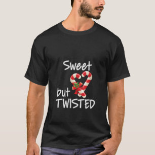 Vrouwen Zoet Maar Twisted Candy Cane Vrolijk Kerst T-shirt