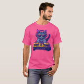 Vrouwen Zomer Kat DJ . Zonnebril heup. Hop hoofdte T-shirt (Voorkant volledig)