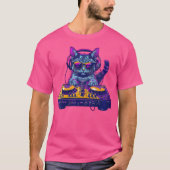 Vrouwen Zomer Kat DJ . Zonnebril heup. Hop hoofdte T-shirt (Voorkant)