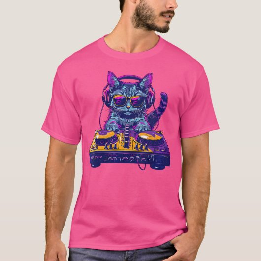 Vrouwen Zomer Kat DJ . Zonnebril heup. Hop hoofdte T-shirt (Voorkant)